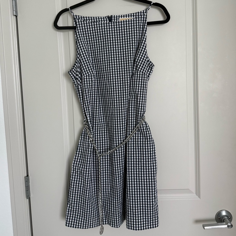 Michael Kors Navy Blue and White Halter Sundress